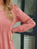 Smocked Round Neck Lantern Sleeve Blouse - Trendsi - Flyclothing LLC