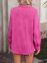 Button Up Dropped Shoulder Shirt - Trendsi - Flyclothing LLC