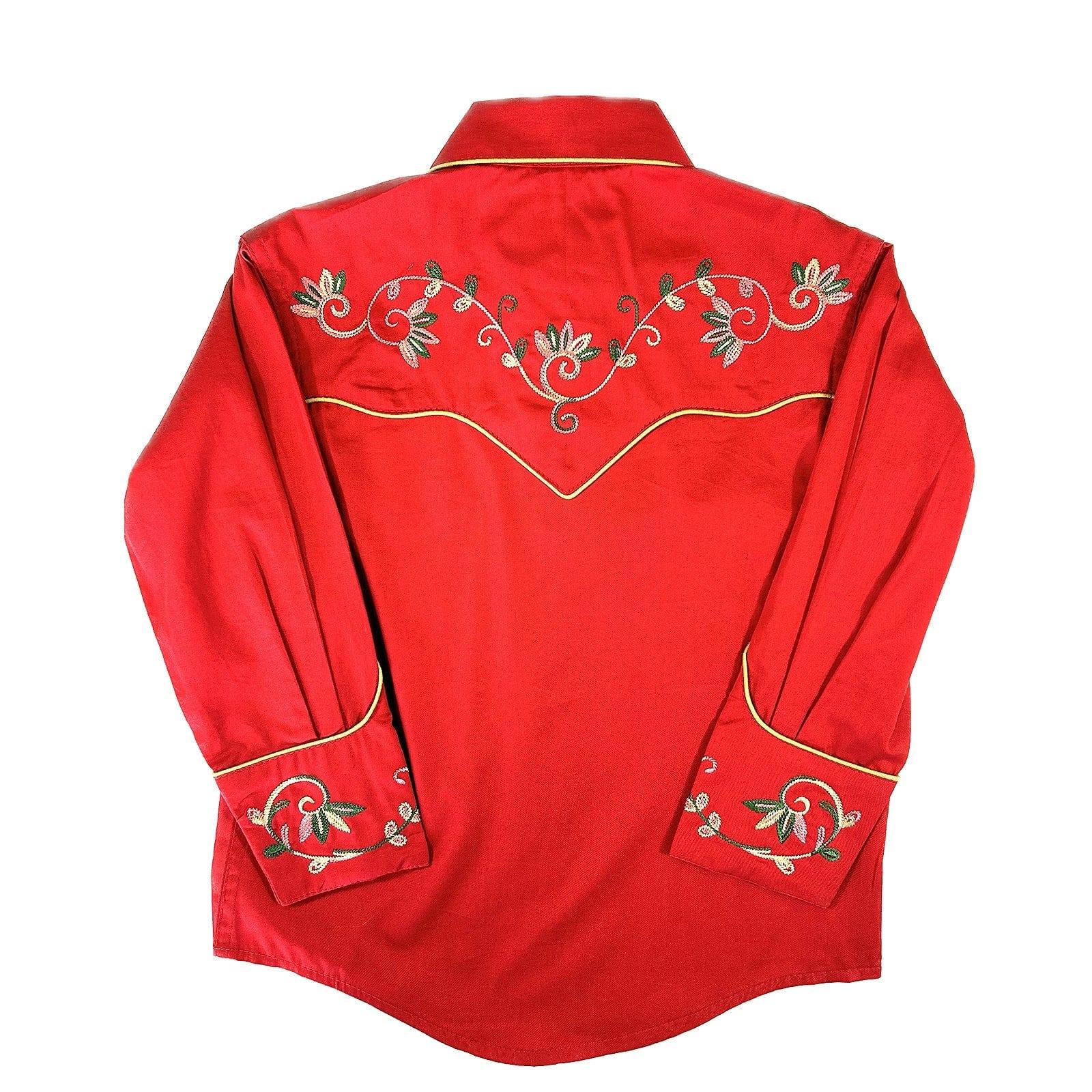 Rockmount Clothing Kid's Red Vintage Variegated Floral Embroidery