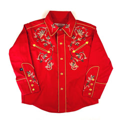 Rockmount Clothing Kid's Red Vintage Variegated Floral Embroidery