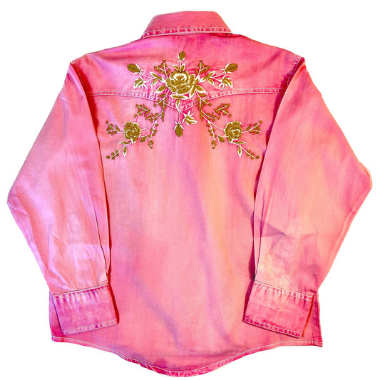Rockmount Clothing Kid's Soft Pink Vintage Floral Western Embroidery