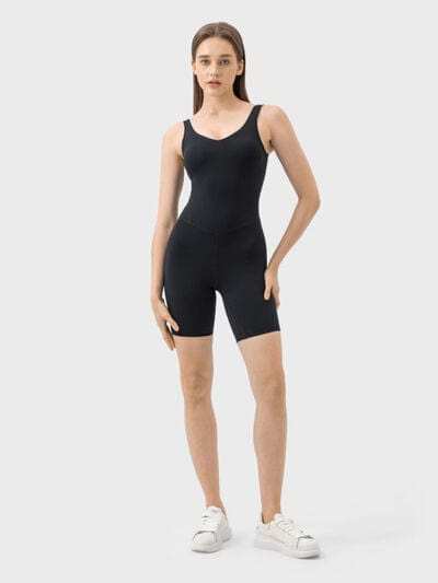 Wide Strap Active Romper - Trendsi - Flyclothing LLC