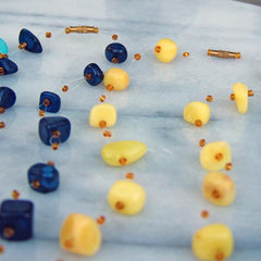 Floating Stone & Maasai Bead Necklace, Yellow - Jedando