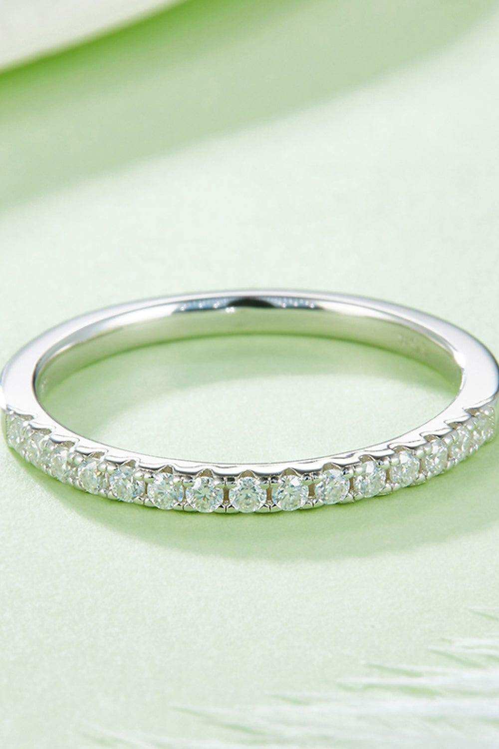 Moissanite Platinum-Plated Half-Eternity Ring - Trendsi - Flyclothing LLC