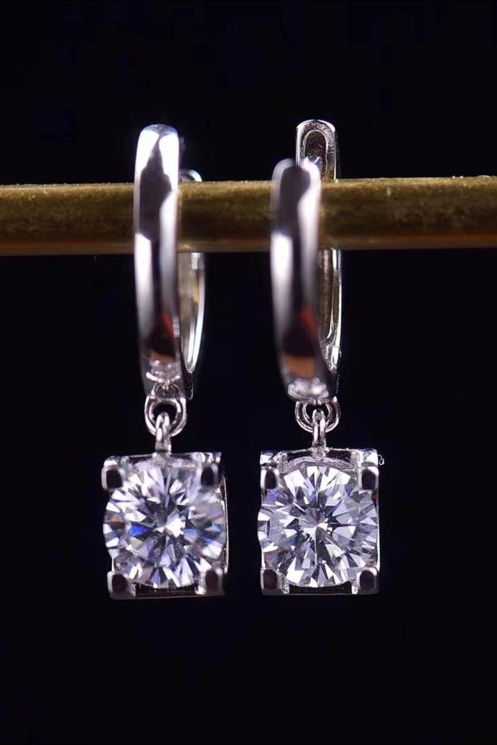 Feel The Surprise 1 Carat Moissanite Platinum-Plated Drop Earrings - Trendsi