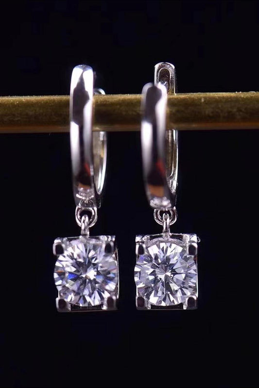Feel The Surprise 1 Carat Moissanite Platinum-Plated Drop Earrings - Trendsi