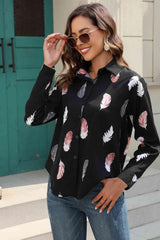 Printed Collared Neck Buttoned Shirt - Trendsi
