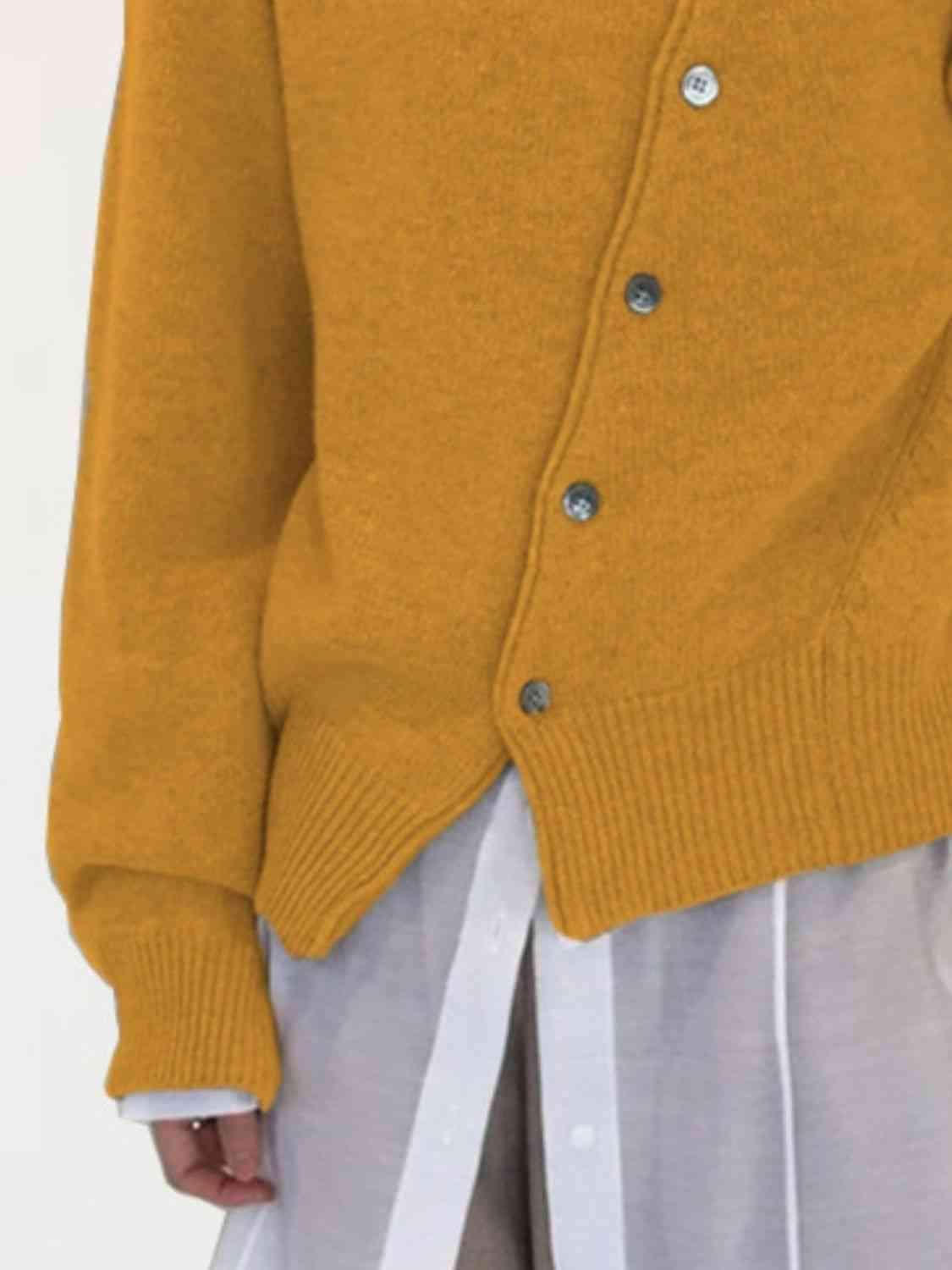 Dropped Shoulder Buttoned Cardigan - Trendsi - Flyclothing LLC