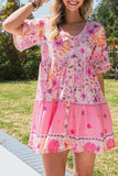 Floral Polka Dot Buttoned Mini Dress - Trendsi - Flyclothing LLC