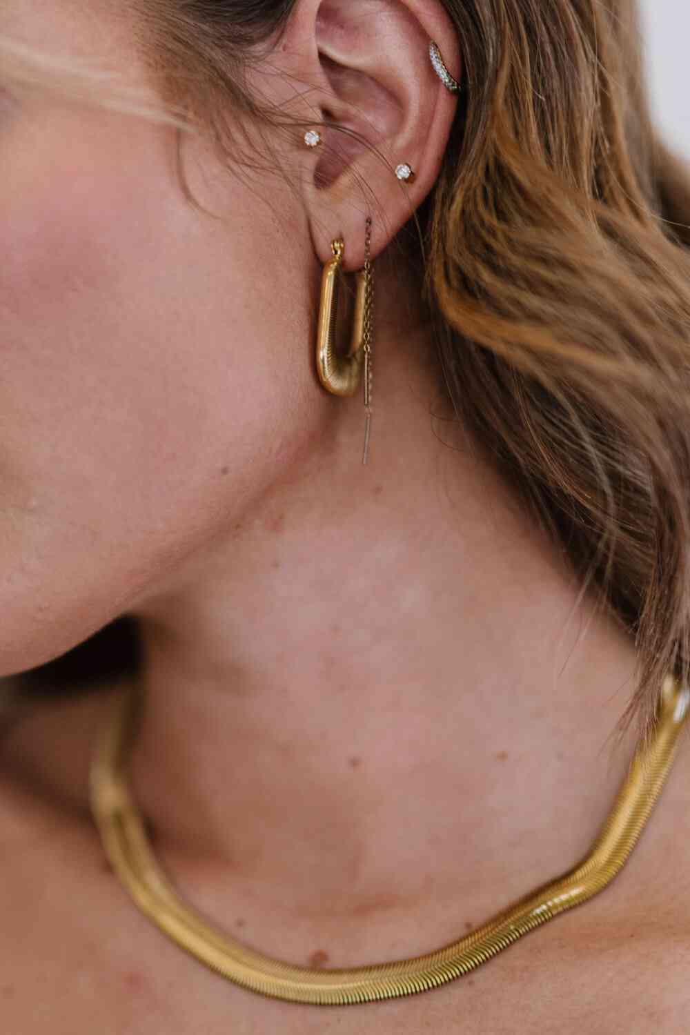 Good Luck Charm Screw-Thread U-Shaped Earrings - Trendsi - Flyclothing LLC