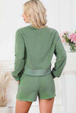 Round Neck Long Sleeve Top and Drawstring Shorts Lounge Set - Trendsi - Flyclothing LLC