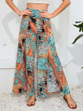 Printed Split Wide Leg Long Pants - Trendsi - Flyclothing LLC