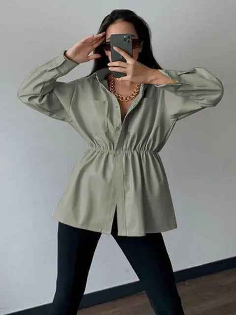 Snap Down Collared Jacket - Trendsi - Flyclothing LLC