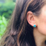 Sterling Silver Earrings, Triangle with Turquoise - Artisana - Flyclothing LLC