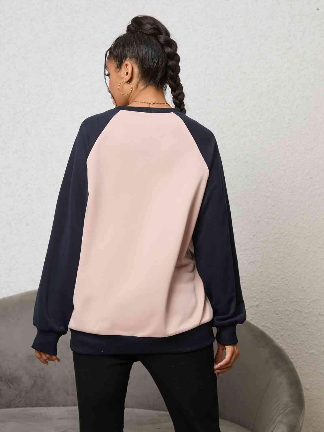Bear Graphic Raglan Sleeve Sweatshirt - Trendsi - Flyclothing LLC