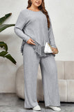 Plus Size Tassel Hem Top and Pants Set - Trendsi