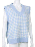 Houndstooth V-Neck Sweater Vet - Trendsi - Flyclothing LLC