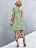 Tie Back Mock Neck Tiered Dress - Trendsi - Flyclothing LLC
