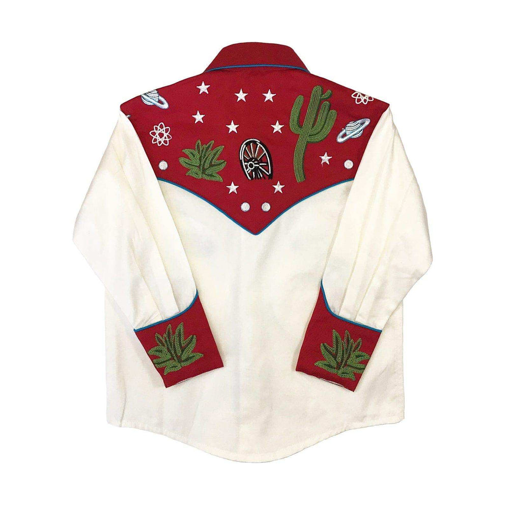 Rockmount Clothing Kid's Red Vintage Cactus & Stars Chain Stitch Embroidery Western Shirt - Rockmount Clothing - Flyclothing LLC