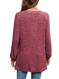 Slit Notched Pocketed Long Sleeve T-Shirt - Trendsi - Flyclothing LLC