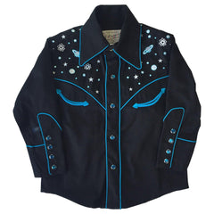Kid's Embroidered Out of This World Black Western Shirt - Flyclothing LLC