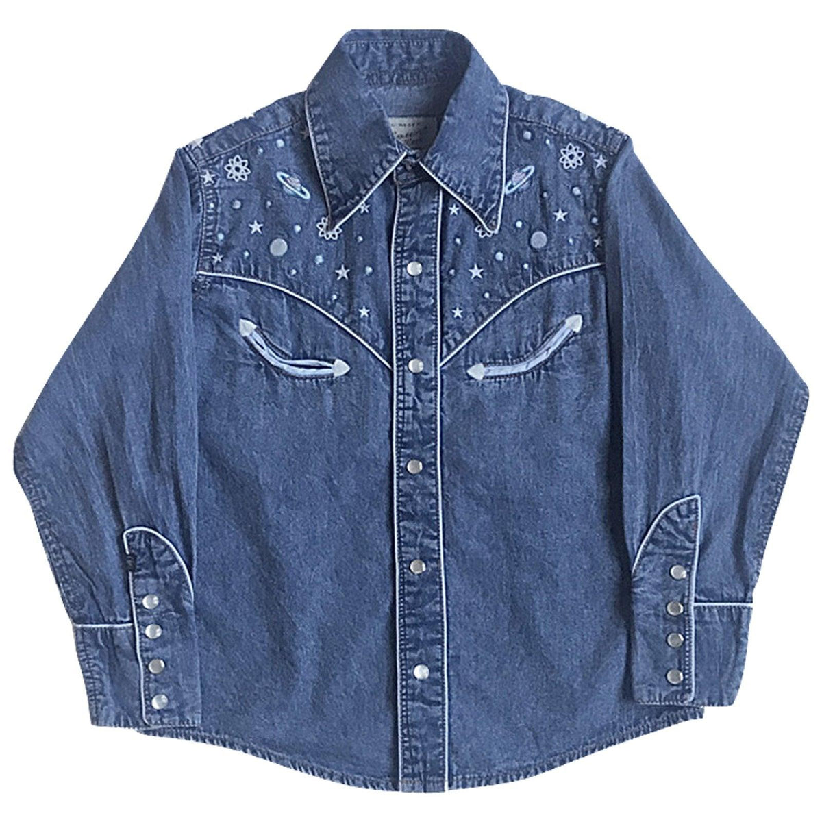 Rockmount Ranch Wear Kids Denim "Out of This World" Embroidered Western Shirt - Flyclothing LLC