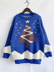 Christmas Tree Graphic Dropped Shoulder Sweater - Trendsi