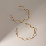 Stainless Steel Wave Shape C-Hoop Earrings - Trendsi
