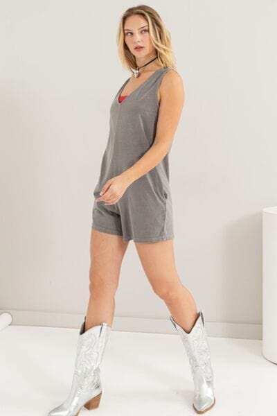 HYFVE V-Neck Wide Strap Romper - Trendsi - Flyclothing LLC