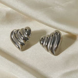 Stainless Steel Heart Shape Stud Earrings - Trendsi
