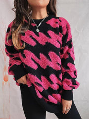 Ribbed Striped Dropped Shoulder Sweater - Trendsi