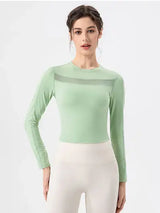Round Neck Long Sleeve Active T-Shirt - Trendsi - Flyclothing LLC