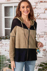 Zip-Up Drawstring Hooded Jacket - Trendsi - Flyclothing LLC