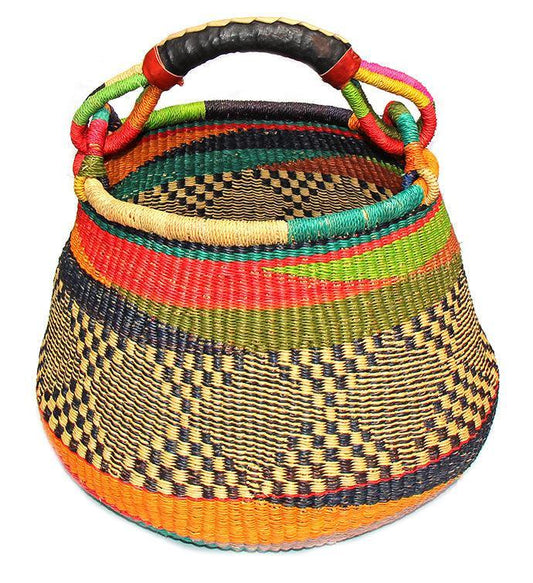 Bolga Pot Design Market Basket, Mixed Colors - Gitzell