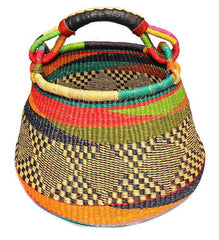 Bolga Pot Design Market Basket, Mixed Colors - Gitzell