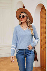 V-Neck Long Sleeve T-Shirt - Trendsi - Flyclothing LLC