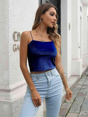Straight Neck Cropped Cami - Flyclothing LLC