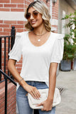 Round Neck Ruffle Trim Short Sleeve T-Shirt - Trendsi - Flyclothing LLC
