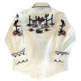 Rockmount Clothing Kids Cactus Cowboy Boots Embroidered Western Shirt In Ivory - Rockmount Clothing - Flyclothing LLC