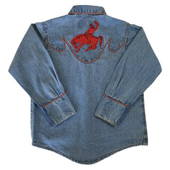 Rockmount Clothing Kid's Embroidered Vintage Bronc Denim Western Shirt
