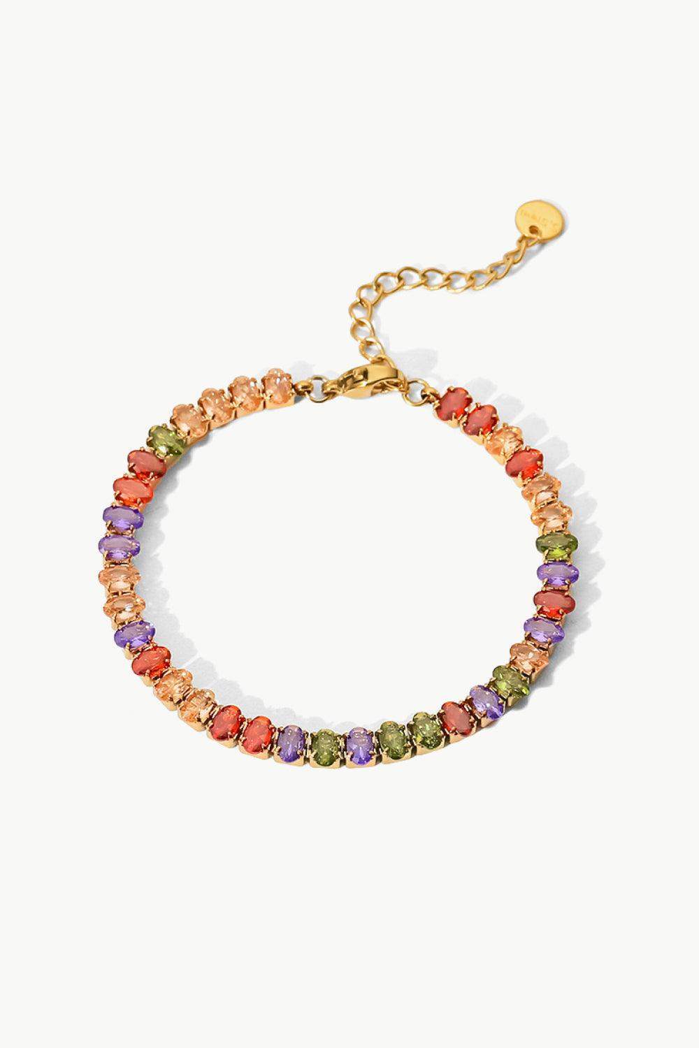 18K Gold Plated Multicolored Zircon Bracelet - Trendsi - Flyclothing LLC