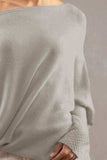 Full Size Boat Neck Batwing Sleeve Knit Top - Trendsi - Flyclothing LLC