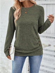 Round Neck Long Sleeve T-Shirt - Trendsi