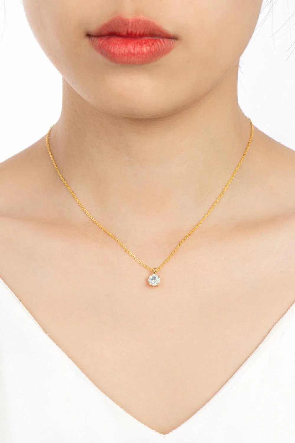 925 Sterling Silver 1 Carat Moissanite Chain-Link Necklace - Trendsi