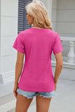 Eyelet Surplice Short Sleeve T-Shirt - Trendsi - Flyclothing LLC
