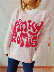 PINKY PROMISE Graphic Sweater - Trendsi
