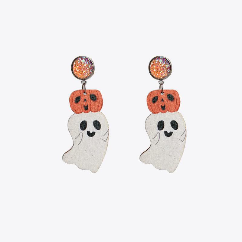 Ghost Shape Wooden Dangle Earrings - Trendsi