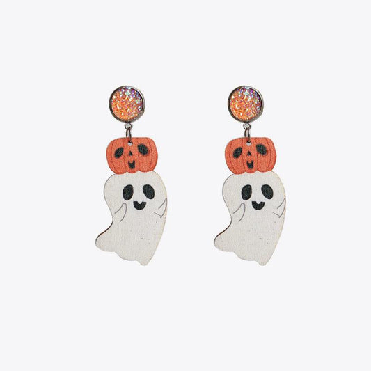Ghost Shape Wooden Dangle Earrings - Trendsi