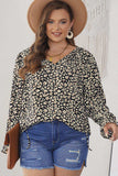Plus Size Floral Flounce Sleeve Tie-Neck Blouse - Trendsi - Flyclothing LLC