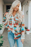 Printed Button Up Long Sleeve Shirt - Trendsi - Flyclothing LLC
